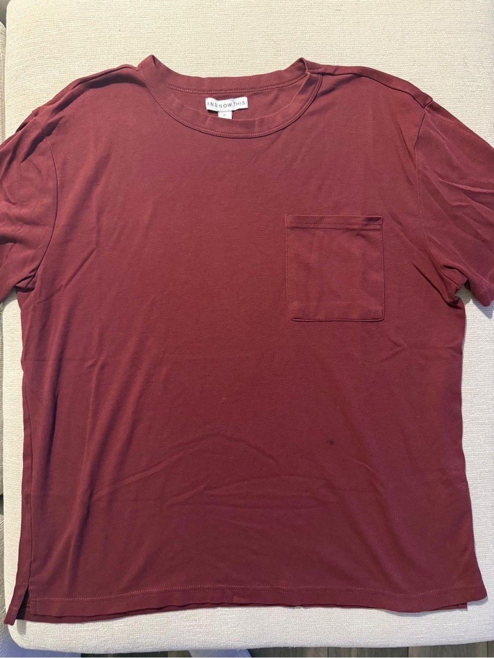 AndNowThis Men’s Short-Sleeve Pocket Tee — Burgundy